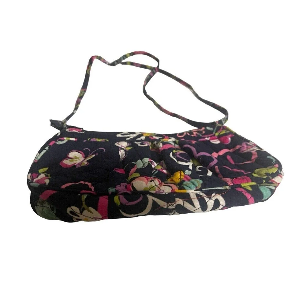 Vera Bradley Frannie Ribbon Crossbody Sling Bag Adjustable Strap Center Zip